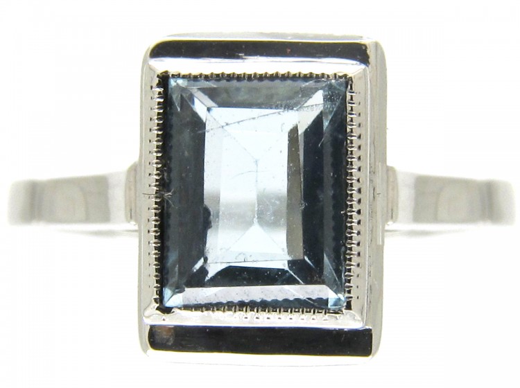 Aquamarine 18ct White Gold & Platinum Ring