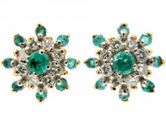 Emerald & Diamond Cluster Earrings