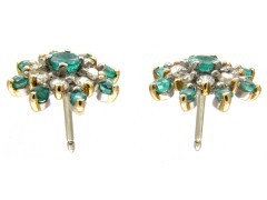 Emerald & Diamond Cluster Earrings