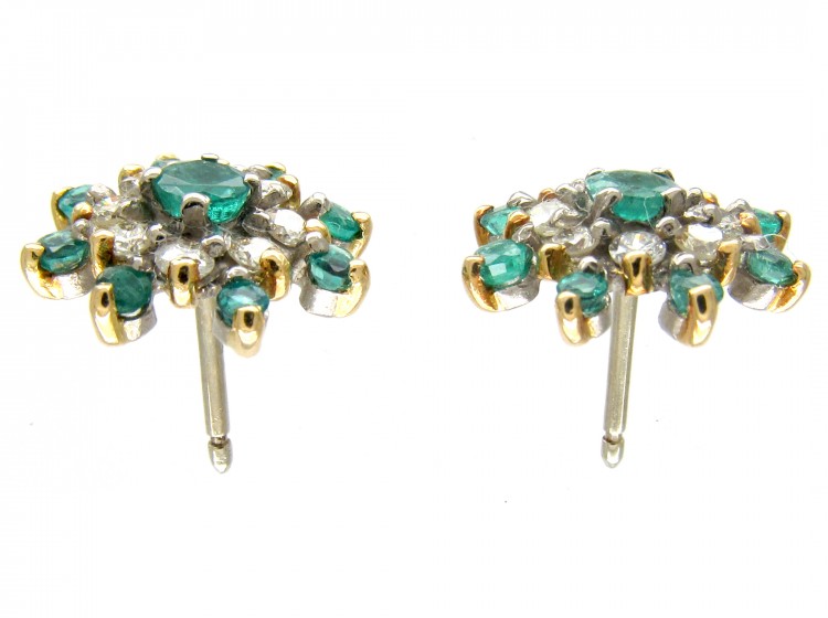 Emerald & Diamond Cluster Earrings