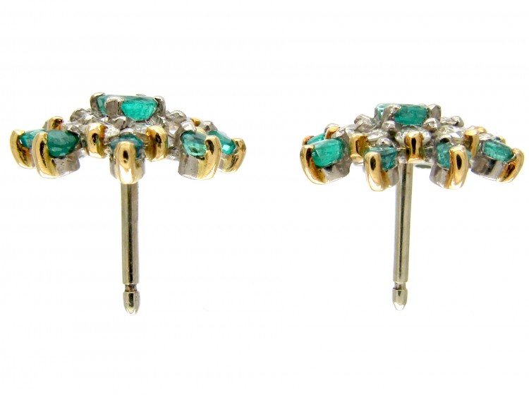 Emerald & Diamond Cluster Earrings
