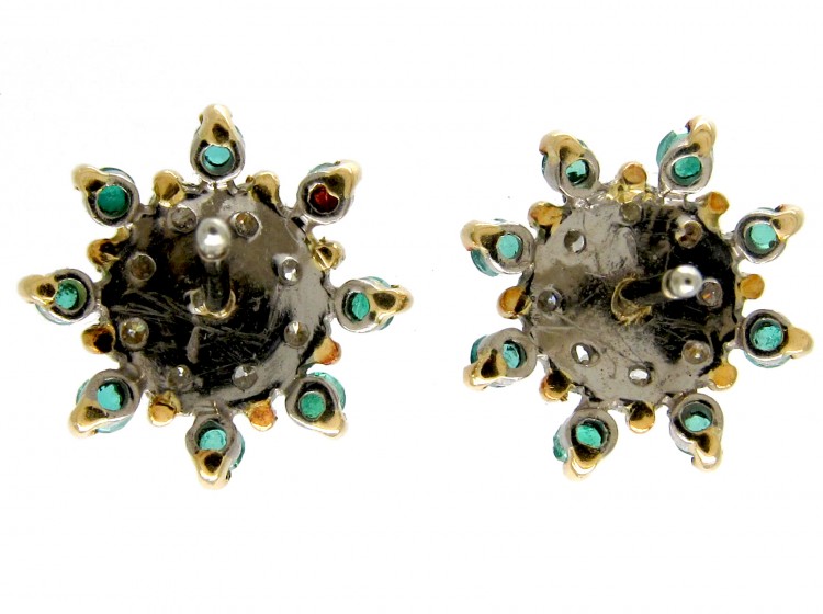 Emerald & Diamond Cluster Earrings