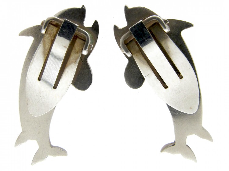 Georg Jensen Silver Dolphin Earrings
