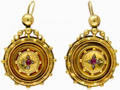 Ruby & Diamond 15ct Gold Victorian Earrings