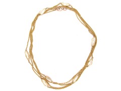 Art Nouveau caged Pearl & 9ct Gold Guard Chain