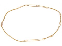 Art Nouveau caged Pearl & 9ct Gold Guard Chain