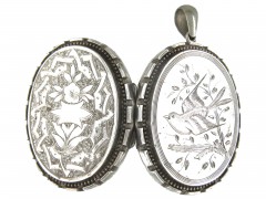Engraved Victorian Silver Locket Pendant