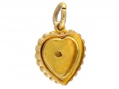Gold, Guilloché Enamel & Seed Pearl Heart-Shaped Locket