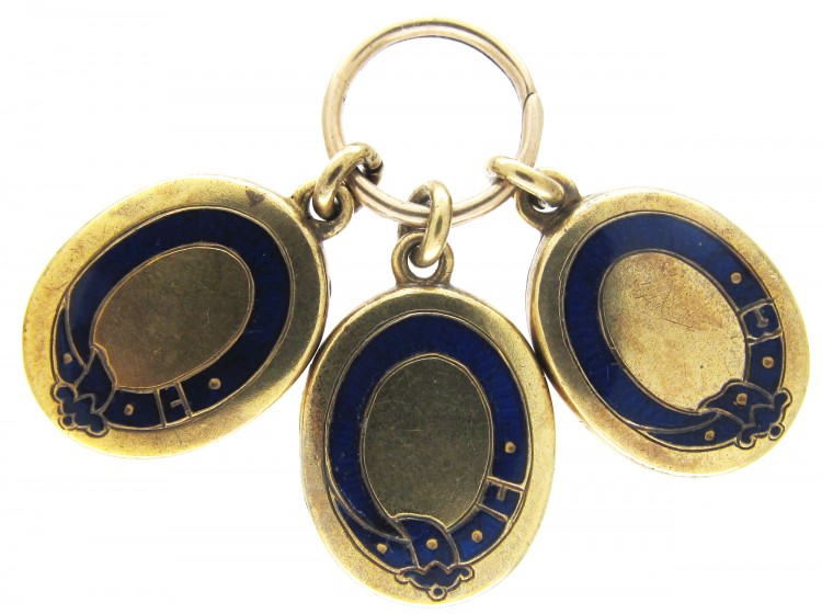 Early Victorian 15ct Gold & Enamel Triple Mourning Lockets
