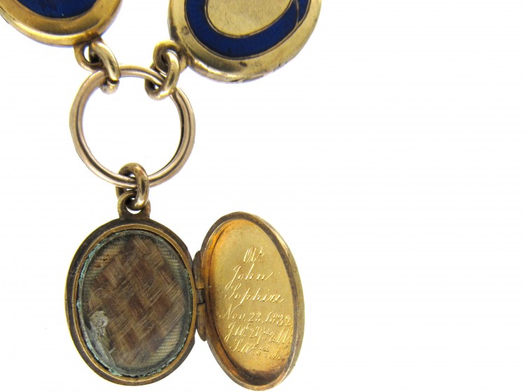 Early Victorian 15ct Gold & Enamel Triple Mourning Lockets
