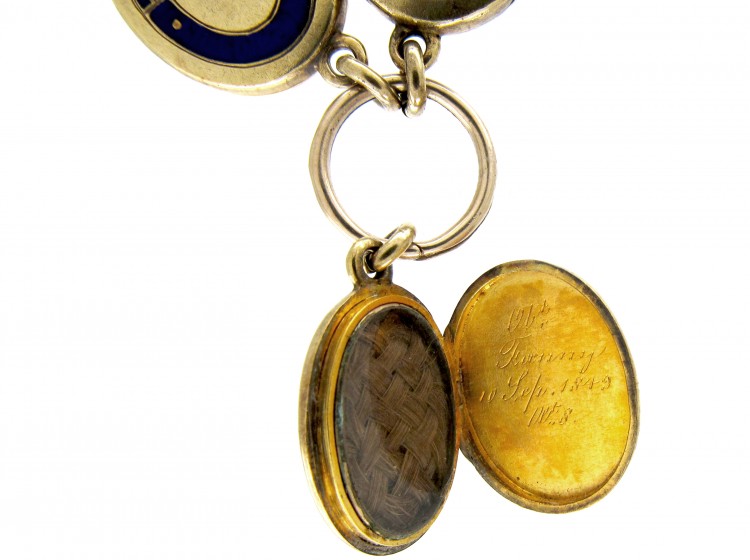 Early Victorian 15ct Gold & Enamel Triple Mourning Lockets