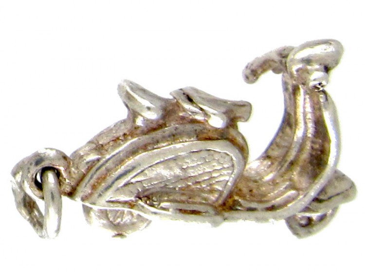 Silver Vespa Motorbike Charm