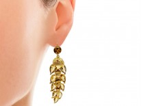 Georgian Gold Citrine Leaf Drop Earrings