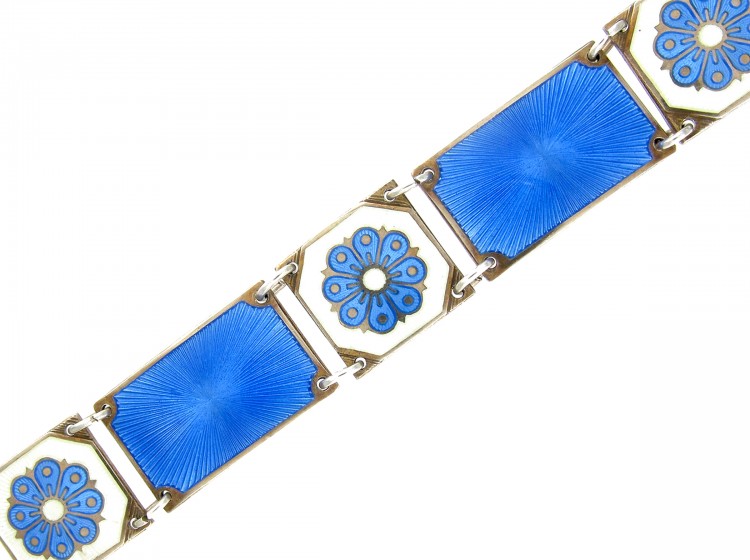 Silver & Blue Enamel Bracelet by David Andersen