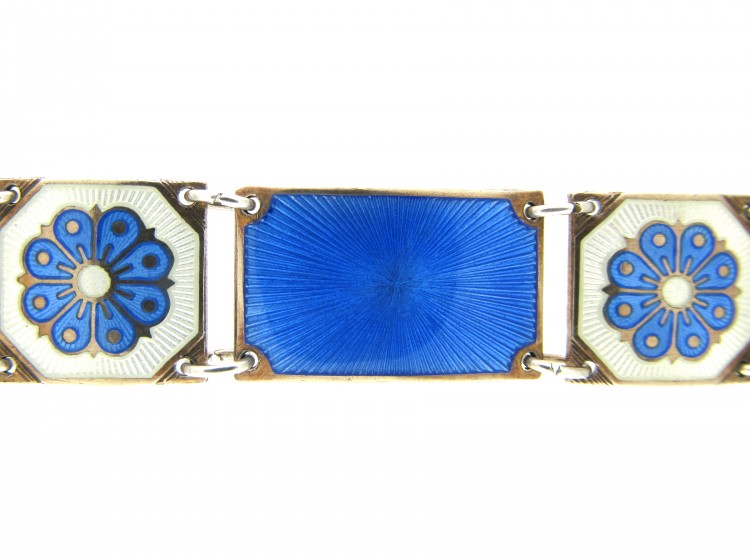 Silver & Blue Enamel Bracelet by David Andersen