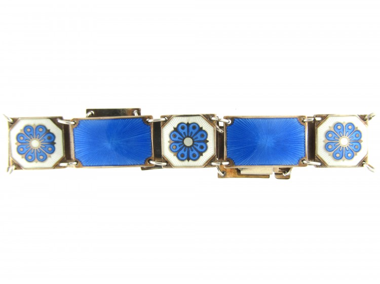 Silver & Blue Enamel Bracelet by David Andersen