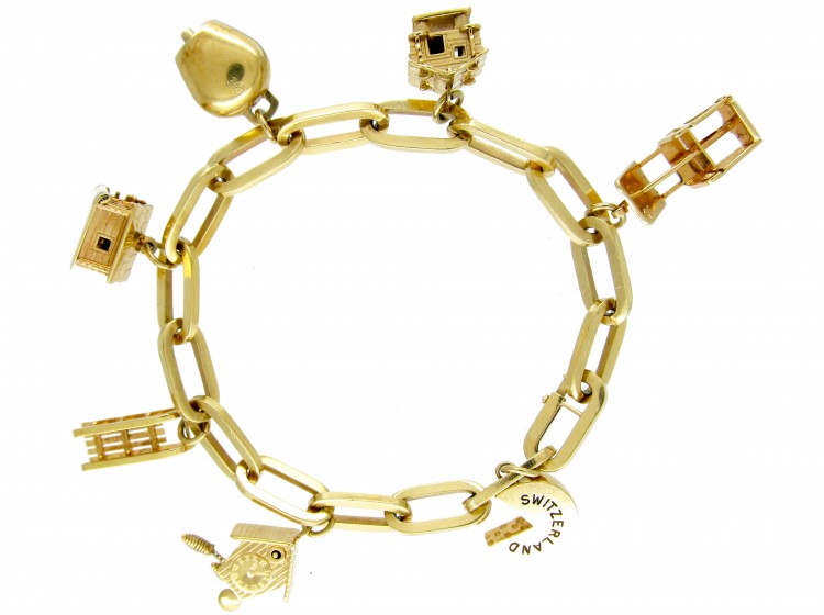 Swiss Charms Silver Gilt Bracelet