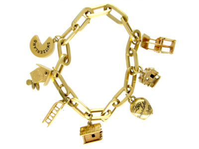 Swiss Charms Silver Gilt Bracelet