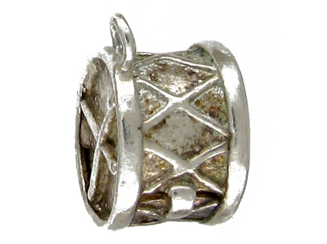 Silver Opening Drum Charm with Trumpeter within