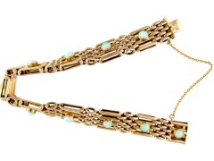 Edwardian 9ct Gold & Opal & Gold Gate Bracelet
