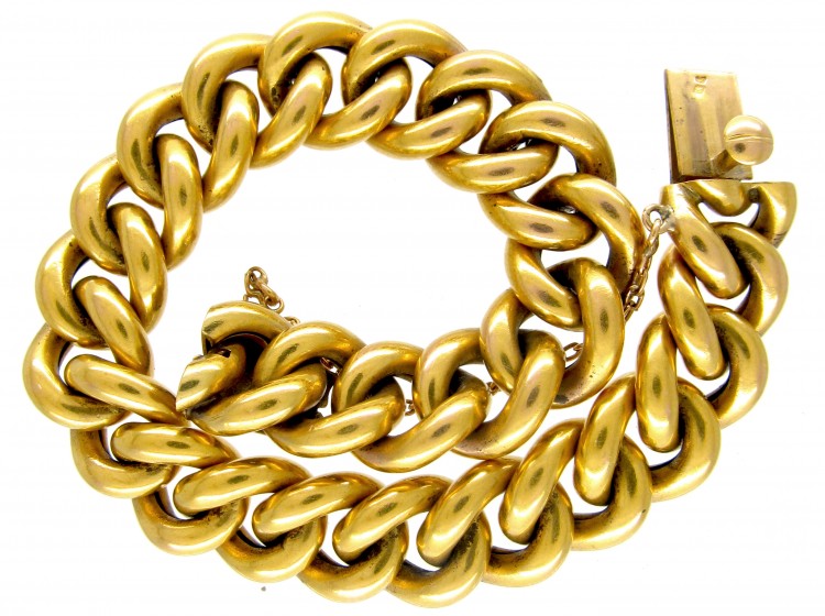 French 18ct Gold Curb Bracelet
