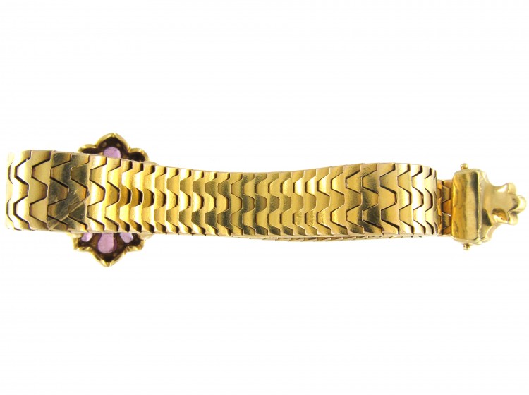 Victorian Gold & Almandine Garnet Jarretière Bracelet