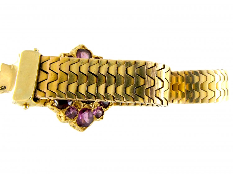 Victorian Gold & Almandine Garnet Jarretière Bracelet