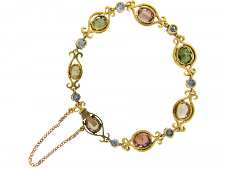 Sapphire & Zircon 18ct Gold Bracelet