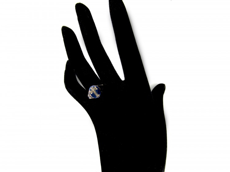 Royal Blue Enamel & Diamond Ring