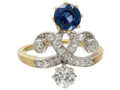 Art Nouveau Sapphire & Diamond Ring