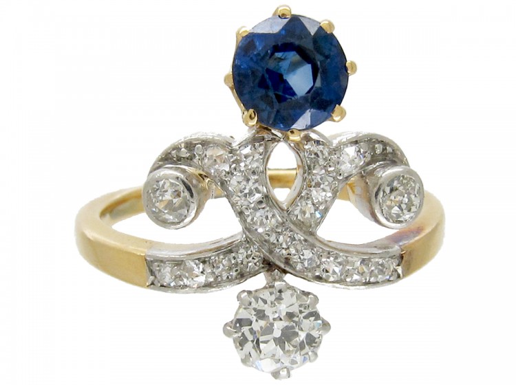 Art Nouveau Sapphire & Diamond Ring