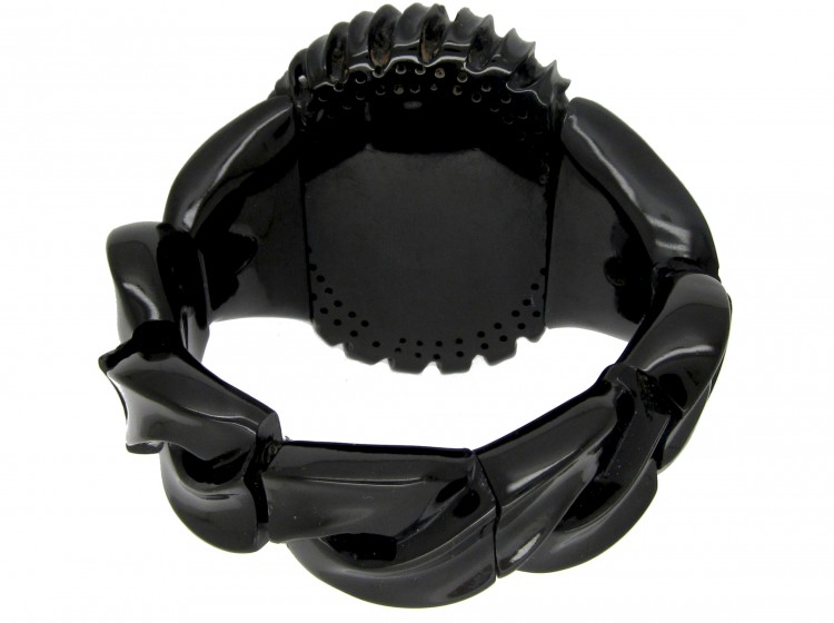 Carved Whitby Jet Bangle