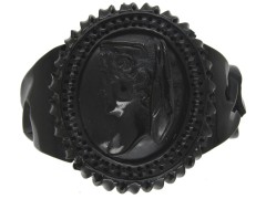 Carved Whitby Jet Bangle