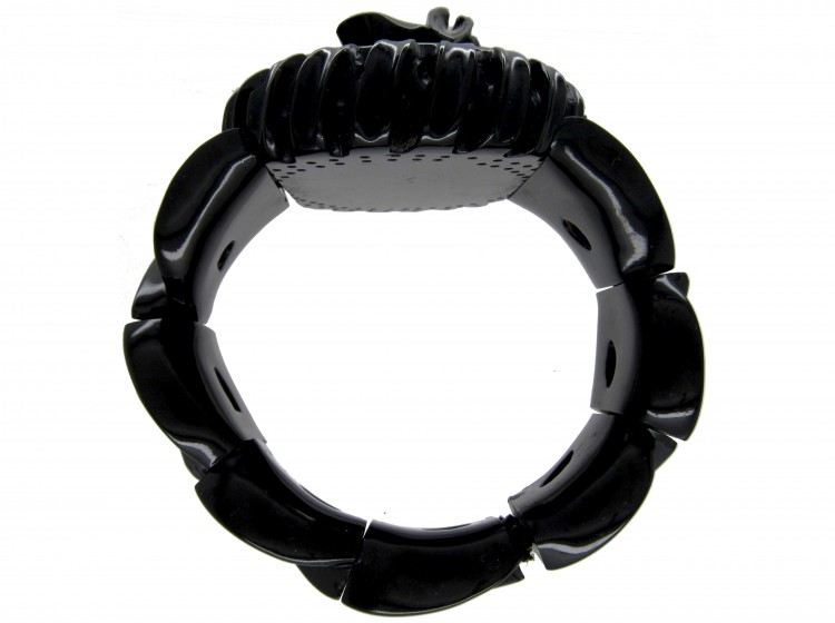 Carved Whitby Jet Bangle