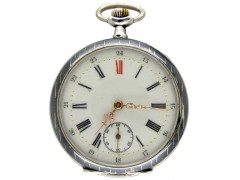 Swiss Silver Niello Pocket Watch Made by Huguenin Freres