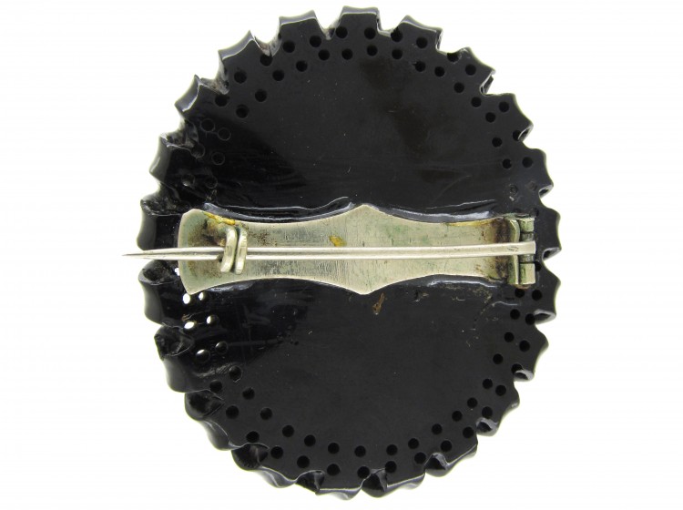 Carved Whitby Jet Brooch