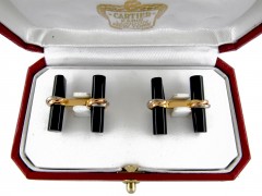 Gold & Onyx Baton Bar Cufflinks by Cartier