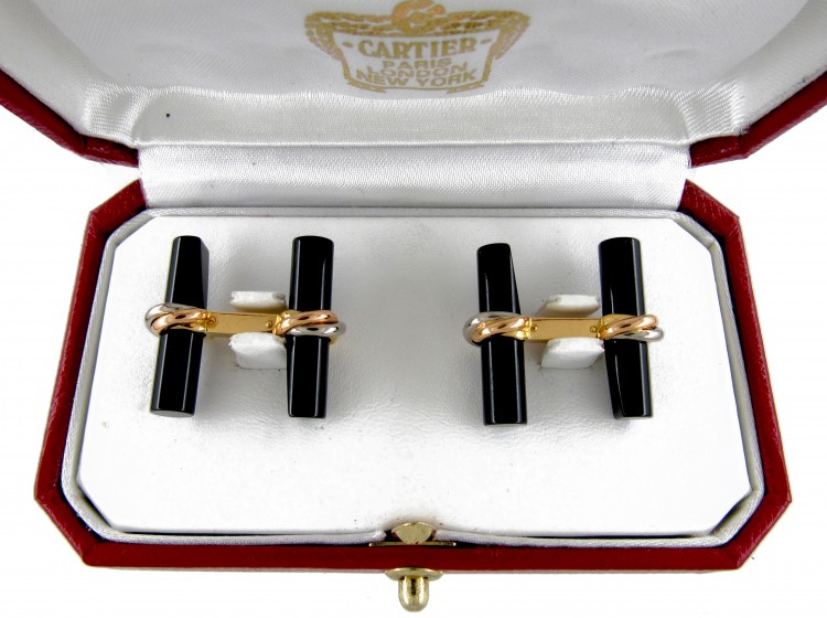 Gold & Onyx Baton Bar Cufflinks by Cartier