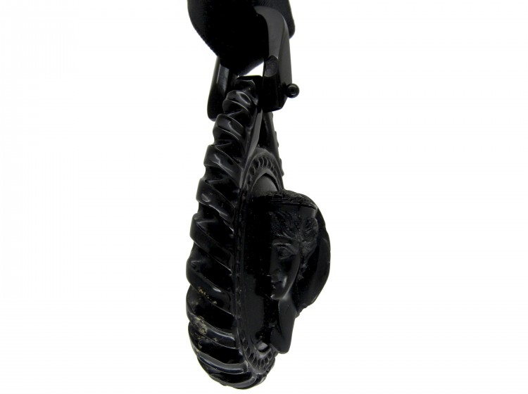 Carved Whitby Jet Pendant