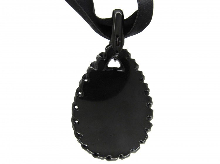 Carved Whitby Jet Pendant