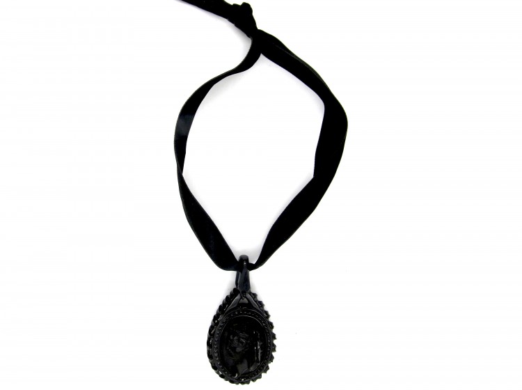Carved Whitby Jet Pendant