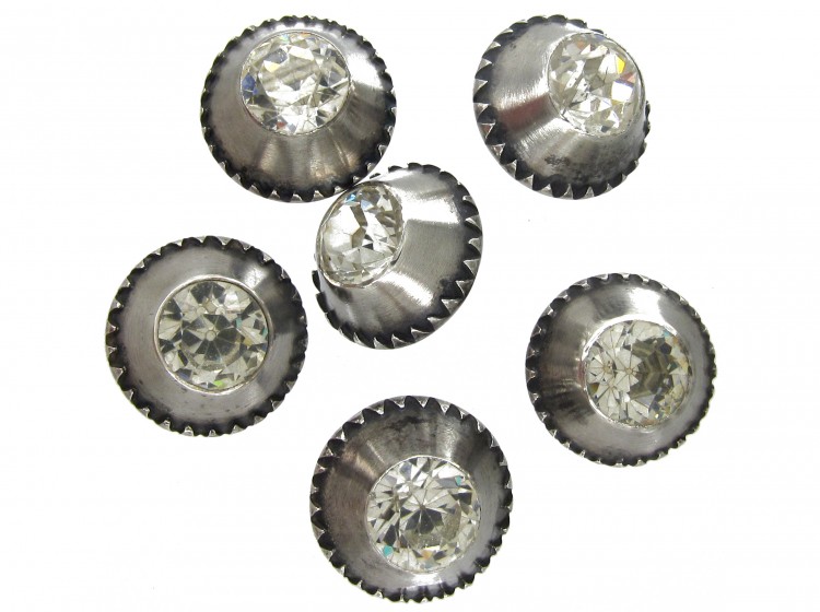 Georgian Silver & Paste Buttons in Original Case