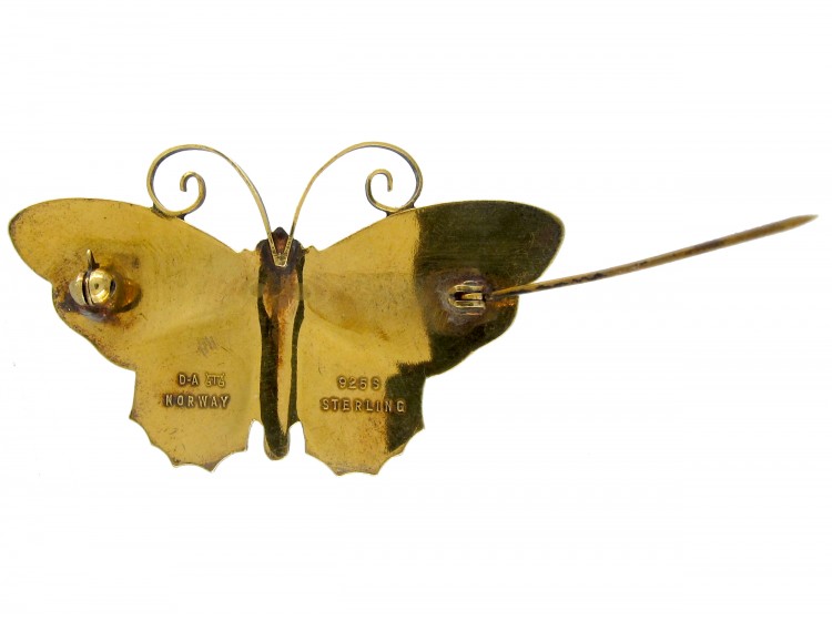 Silver & Enamel Butterfly Brooch