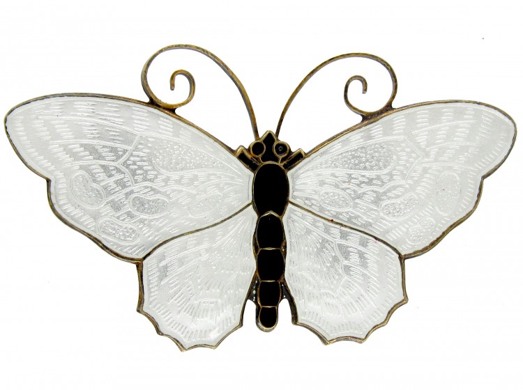 Silver & Enamel Butterfly Brooch