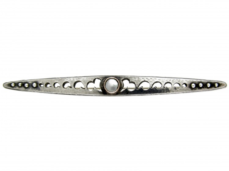 Murrle Bennett Silver Shuttle Shape Brooch