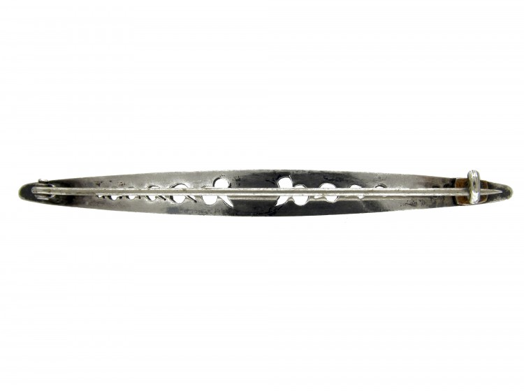 Murrle Bennett Silver Shuttle Shape Brooch