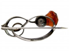 Silver Thistle Art Nouveau Brooch by Charles Horner