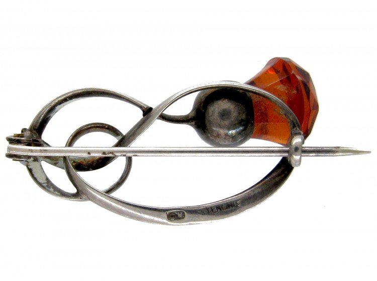 Silver Thistle Art Nouveau Brooch by Charles Horner