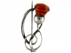 Silver Thistle Art Nouveau Brooch by Charles Horner