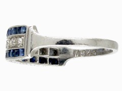 Sapphire & Diamond Art Deco Half Hoop Ring